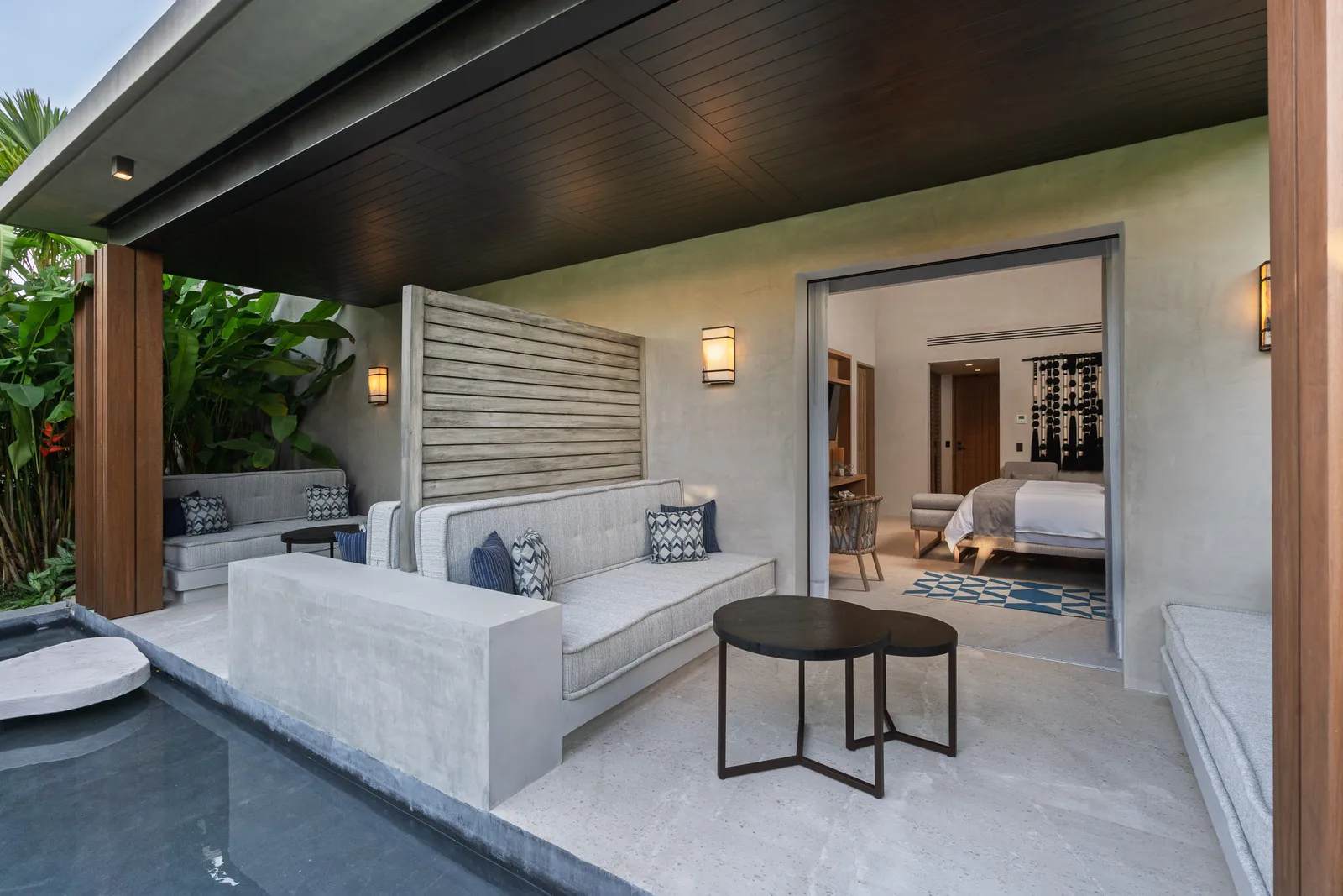 Stepping Stone’s private courtyard — plunge pool and shaded lounge